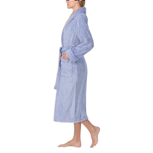 NWOT Room Service Cable Texture Plush Robe | Blue - Picture 3 of 8
